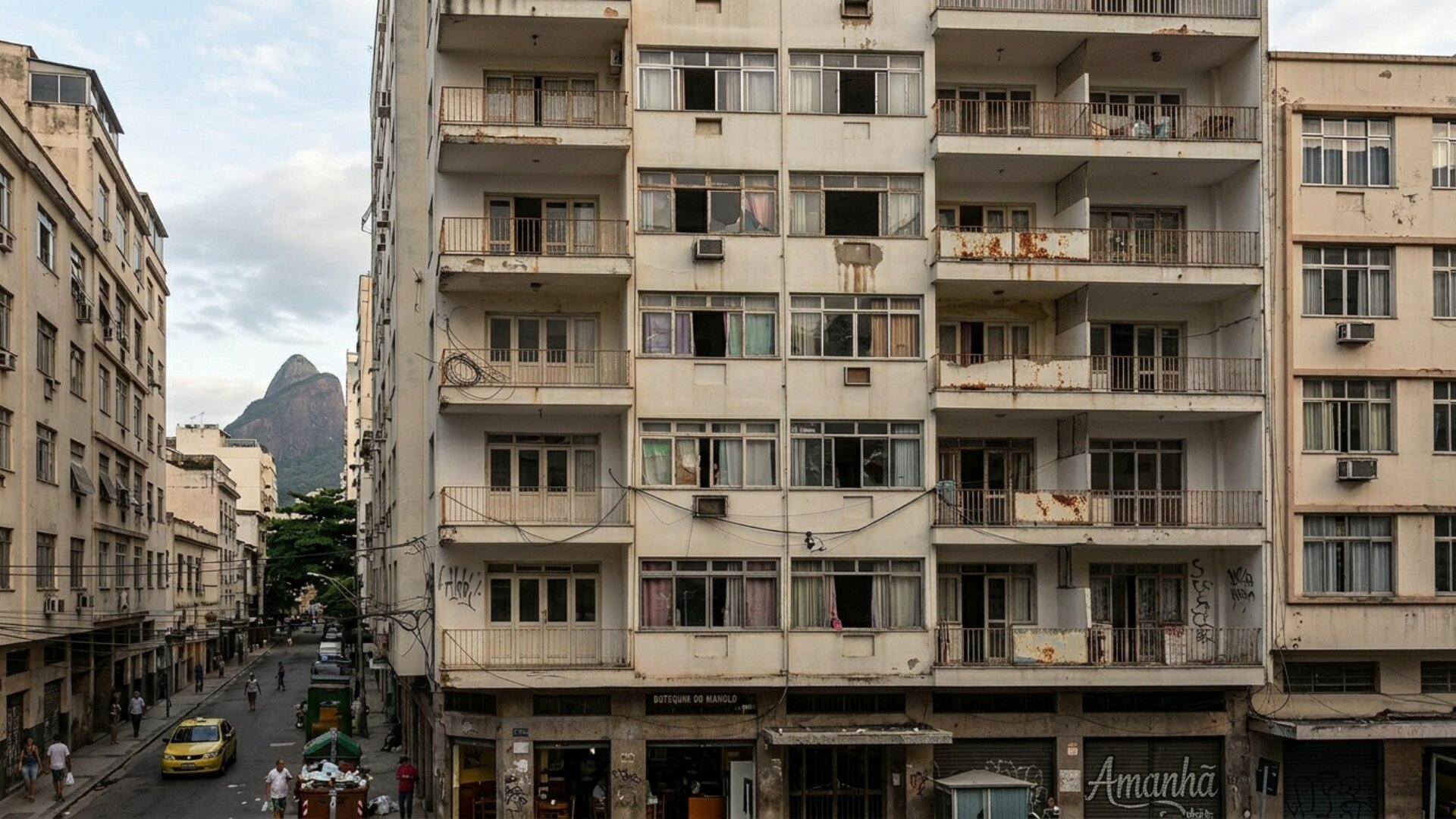 Edifício com sinais visíveis de desgaste estrutural - inspeção predial